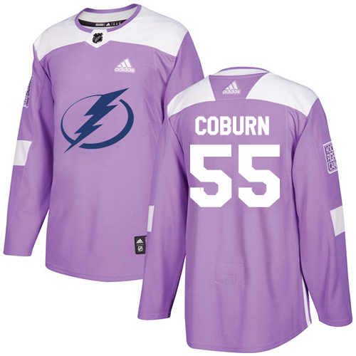 Adidas Lightning #55 Braydon Coburn Purple Authentic Fights Cancer Stitched NHL Jersey - Click Image to Close